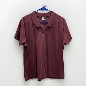 Peruvian Connection Polo Shirt Womens XL Short Sleeve BURGANDY Pima Cotton Soft